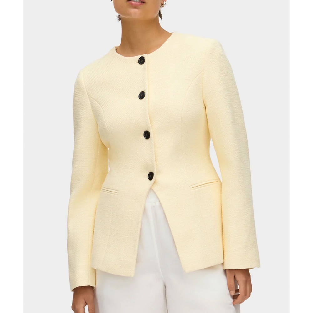 ALIGNE Women's Natural Daphne Boucle Blazer size 12 Soft Yellow NWT